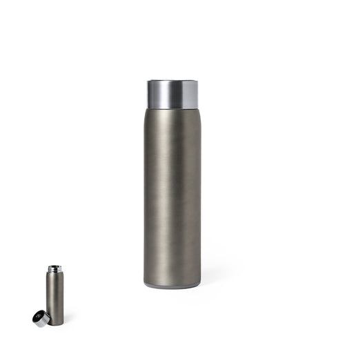 Stainless steel, double wall, thermal bottle, with touch-sensitive temperature gauge integrated in the lid - Kenay Personalised