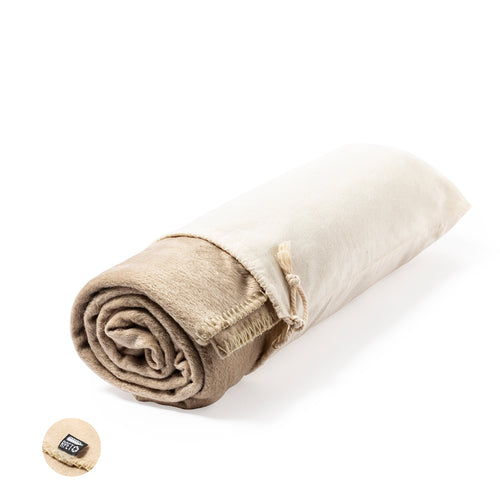Hochwertige Decke aus RPET-Vlies 200/m2, hergestellt aus recyceltem Kunststoff, um die Wiederverwendung von Kunststoffabfällen zu fördern und zur Nachhaltigkeit unseres Planeten beizutragen - Bibbly Personalisiert