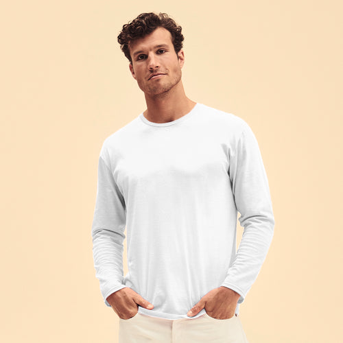 Weißes T-Shirt für Erwachsene Iconic Long Sleeve von Fruit Of The Loom - Iconic Long Sleeve T Personalisiert