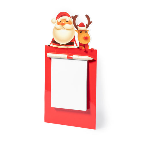 Più Natale Larry Personalizzato - Calamita con block note in un divertente motivo Natalizio di Babbo Natale e Renne