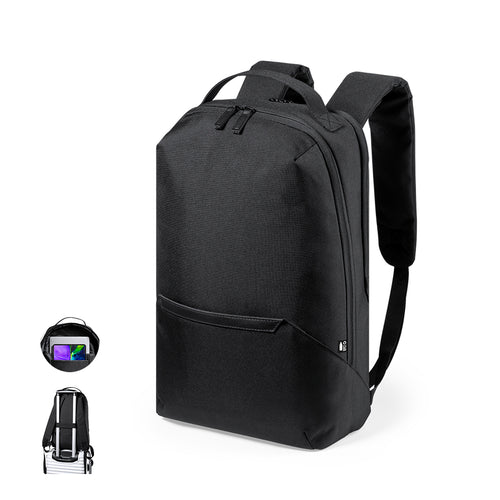 Rucksack aus widerstandsfähigem 600D RPET-Polyester, hergestellt aus recyceltem Kunststoff, der die Wiederverwendung von Kunststoffabfällen fördert und einen Beitrag zur Nachhaltigkeit unseres Planeten leistet -...