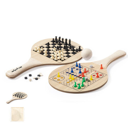 Paar Strandschläger mit integrierten Schach-, Dame- und Parcheesi-Brettern - Pecter Personalisiert