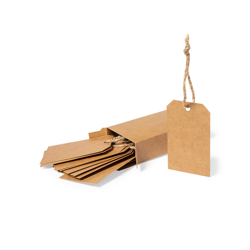 Satz aus 10 Präsentationsetiketten aus recyceltem Kraftkarton mit Jutekordel - Qualix Personalisiert