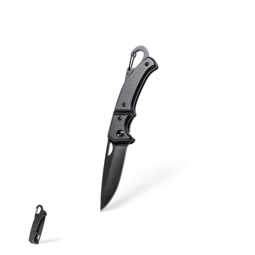 Taschenmesser mit Klinge aus rostfreiem Edelstahl mit schwarzer Oberfläche und passendem, widerstandsfähigen Aluminiumgriff - Datrak Personalisiert
