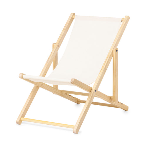 Klappstuhl mit Struktur aus Holz, Rückenlehne und Sitz aus widerstandsfähigem und weichem, schwerem Canvas mit natürlichem Finish - Rinthia Personalisiert