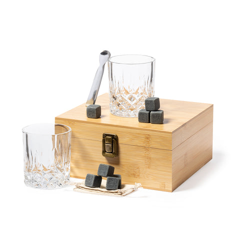 Whisky-Set im eleganten Bambus-Etui mit gestanzter Innenseite - Steger Personalisiert