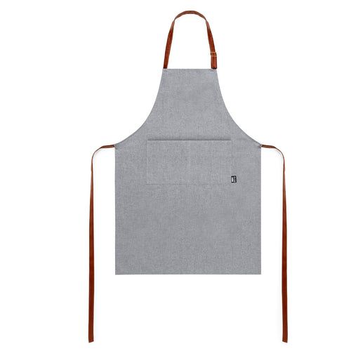 Linie Natur Schürze aus RPET-Material, das aus recyceltem Kunststoff hergestellt wird, um die Wiederverwendung von Kunststoffabfällen zu fördern und die Nachhaltigkeit des Planeten zu unterstützen - Hanaku Personalisiert
