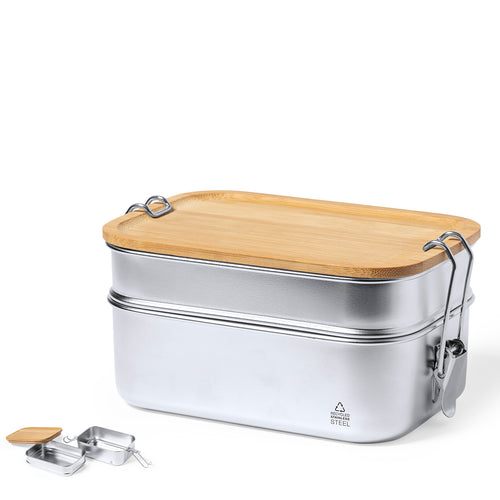 Lunchbox mit 940 ml Fassungsvermögen, aus recyceltem Edelstahl - Vickers Personalisiert