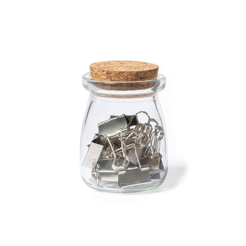 Porte-clip en verre transparent résistant, avec un design vintage original et un bouchon en liège naturel - Forsen Personnalise