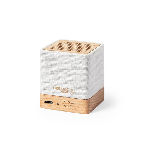 Enceinte Bluetooth® dont le boîtier est constitué d'une combinaison de chanvre biologique et de bois naturel - Dorkin Personnalise