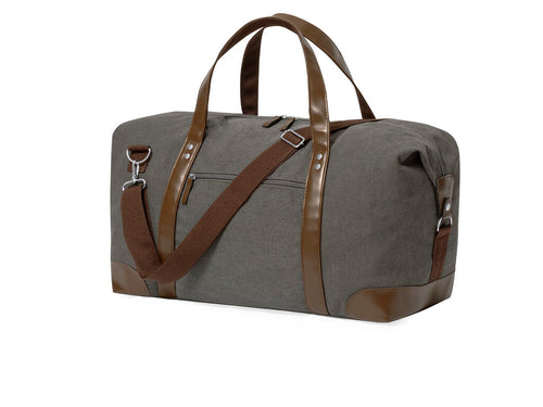 Stilvolle Tasche aus strapazierfähigem grauem Canvas (475 g/m2), mit praktischen und strapazierfähigen Kunstledergriffen rund um die Tasche und verstärkten Ecken - Sharyl Personalisiert