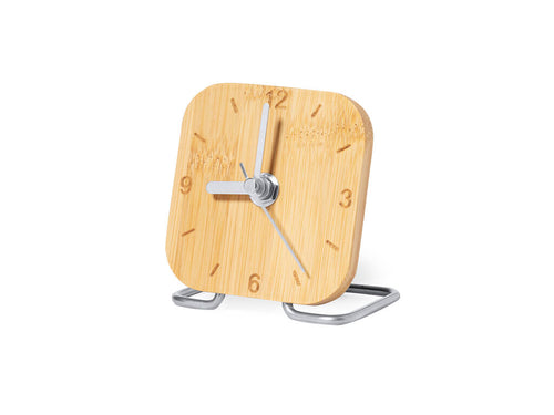 Horloge de table fabriquée en bambou verni et acier inoxydable résistant - Eciko Personnalise