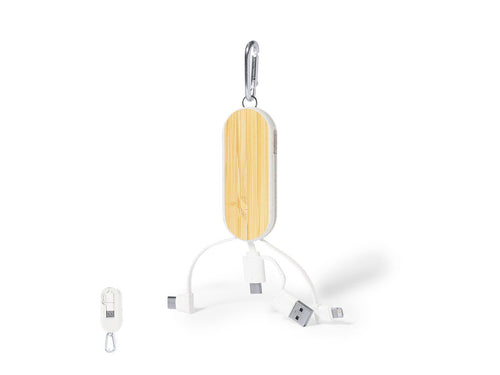Câble chargeur avec mousqueton en fibre de blé et bambou - Abby Personnalise