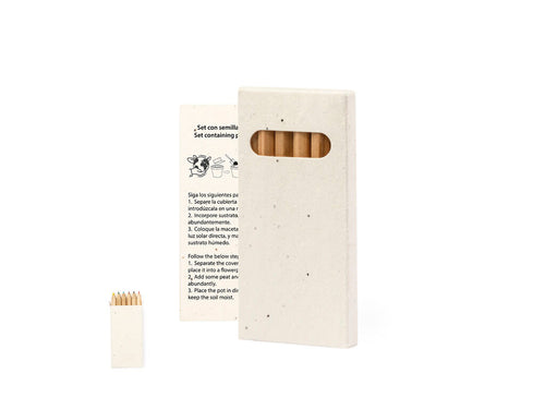 Set de 6 crayons en carton naturel avec des graines - Delar Personnalise