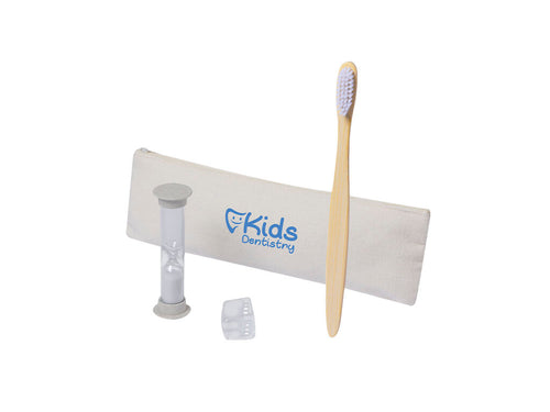 Ensemble de brosse à dents et sablier en bambou et canne à blé - Lowchen Personnalise