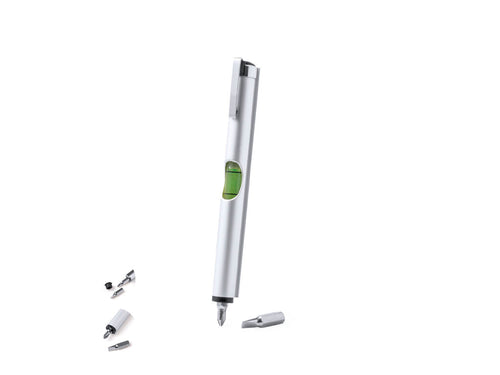 Praktisches Multitool aus Aluminium, mit integriertem Füllstandsmesser im Gehäuse und zwei Schraubendreherköpfen (Flach- und Kreuzschlitzschraubendreher) im Inneren - Loulan Personalisiert