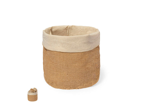 Brotkorb aus weicher Baumwolle innen und Jute außen, mit rundem Design - Seloria Personalisiert