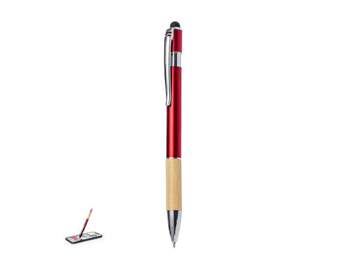 Élégant stylo pointeur en bambou et aluminium avec mécanisme poussoir - Berget Personnalise