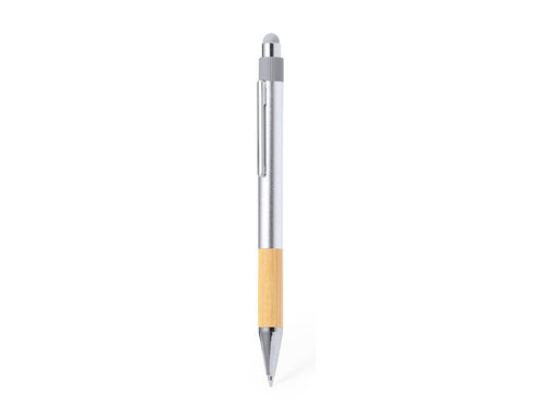 Élégant stylo pointeur en bambou et aluminium recyclé avec mécanisme poussoir - Deimox Personnalise