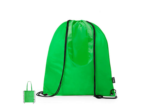 Rucksack und Tasche mit Kordelzug aus strapazierfähigem 210T RPET, mit passenden 70 cm Tragegriffen - Falyan Personalisiert