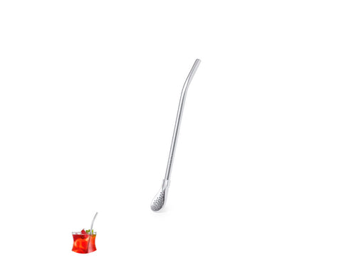 Agitateur pratique avec paille en acier inox - Evin Personnalise