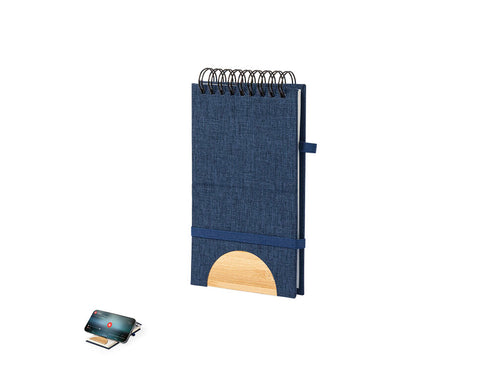 Ring-Notebook mit Halterung, hergestellt aus RPET 300D und Bambus - Alyxa Personalisiert