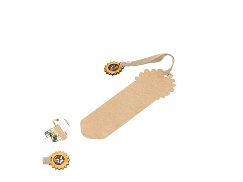Praktisches Lesezeichen aus recyceltem Karton, mit pfeilförmigem Design und einem schwarzen Band, das das Auffinden erleichtert - Bernaye Personalisiert