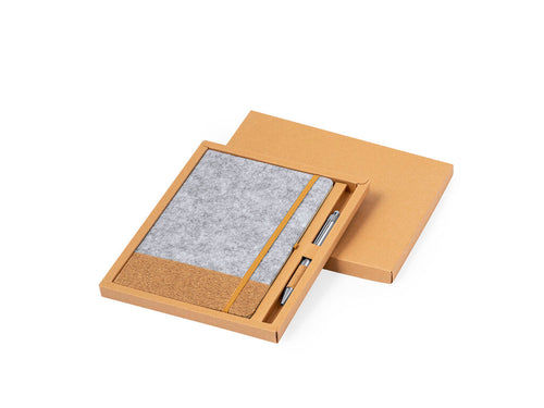 Notizblock- und Kugelschreiber-Set aus RPET-Filz und recyceltem Aluminium - Webermax Personalisiert