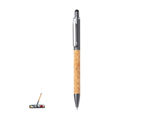 Élégant stylo pointeur en liège et aluminium avec mécanisme poussoir - Moson Personnalise
