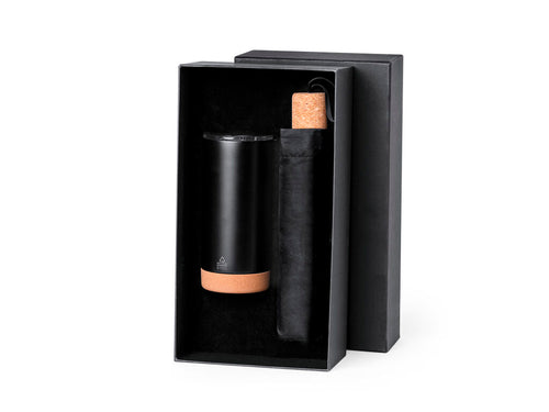 Tazze Termiche Neolux Personalizzato - Elegante set premium che comprende: Bicchiere termico a doppia parete in acciaio inox riciclato con capacità di 550 ml ed elegante finitura nera opaca