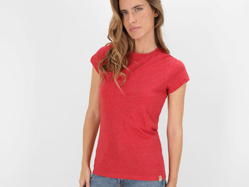 T-shirt pour femme en matériau 60% coton recyclé en combinaison avec RPET, tissu Single Jersey 150g/m2 - Bandul Personnalise