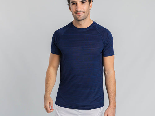T-shirt technique unisexe avec design original à rayures, en combinaison avec tissu respirant microperforé à l’aisselle et sur les côtés - Kannur Personnalise
