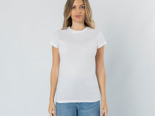 Kurzarm-T-Shirt mit femininer Passform aus 100% Baumwolle, Single-Jersey 160 g/m² - Seiyo Personalisiert