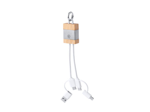 Câble chargeur fabriqué en bambou et en aluminium recyclé - Desak Personnalise