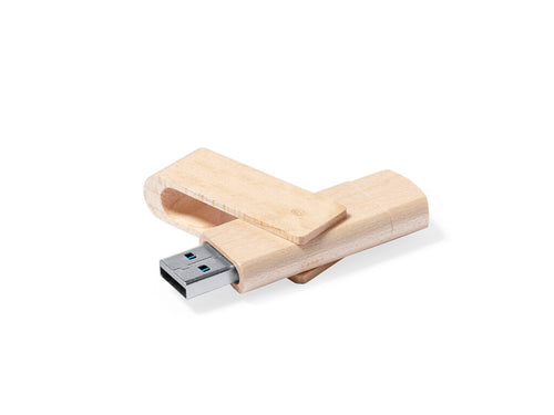 Clé USB OTG de 16 Go de capacité, avec clip rotatif et corps fini en bois doux - Kluivert 16GB Personnalise