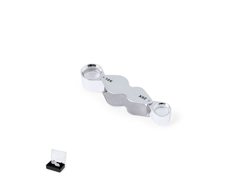 Lenti D'Ingrandimento Nalix 10/20X Personalizzato - Doppia lente d'ingrandimento pieghevole 10x e 20x, realizzata in metallo resistente