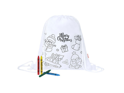 Weihnachtsrucksack für Kinder aus Vliesstoff RPET, speziell zum Ausmalen mit Buntstiften entworfen - Taky Personalisiert