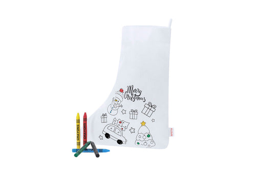 Per I Più Piccoli Mordy Personalizzato - Calzino in RPET non tessuto in bianco, appositamente progettato per colorare con i pastelli