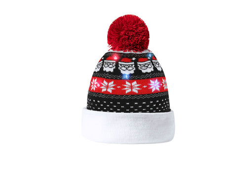 Weihnachtsmütze mit LED-Licht und Bommel-Design - Plumex Personalisiert