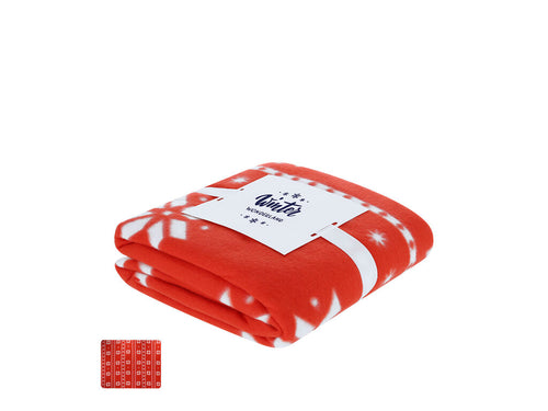 130x160 cm Decke aus weichem RPET-Polyester, mit einem einzigartigen Weihnachtsdesign in Rot mit weißen Weihnachtsmotiven - Yalanny Personalisiert