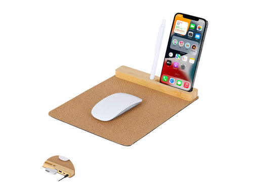 Tapis de souris multifonction en combinaison de liège souple et bambou - Dannax Personnalise