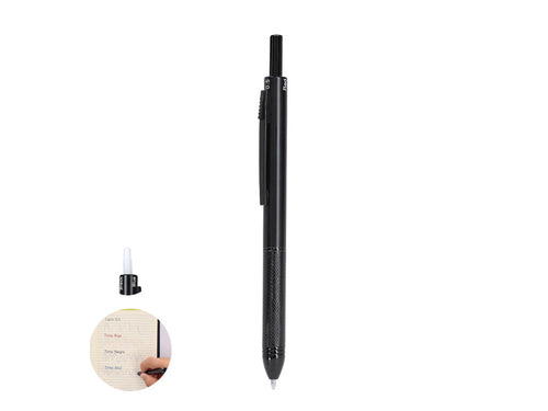 Stylo 4-en-1 et porte-mine en aluminium résistant, avec un mécanisme intelligent permettant de sélectionner la couleur de l'encre ou le crayon - Tidio Personnalise