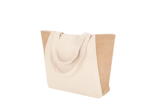 Borse A Soffietto Sharma Personalizzato - Borsa realizzata principalmente in cotone di 360 g/m2 e juta