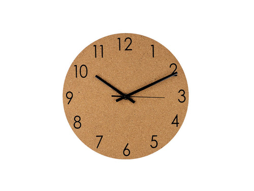 Montre murale fabriquée en liège naturel, avec chiffres et cadran métallique de couleur noire - Melzer Personnalise