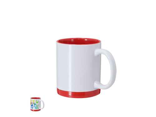 Tasse en céramique d'une capacité de 350 ml, conçue avec un extérieur blanc et des détails colorés assortis à la base et à l'intérieur - Rayar Personnalise