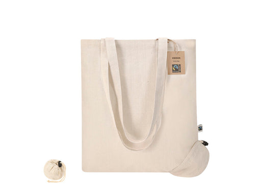 Borse Pieghevoli Kieran Fairtrade Personalizzato - Borsa pieghevole realizzata principalmente in cotone di 120g/m2