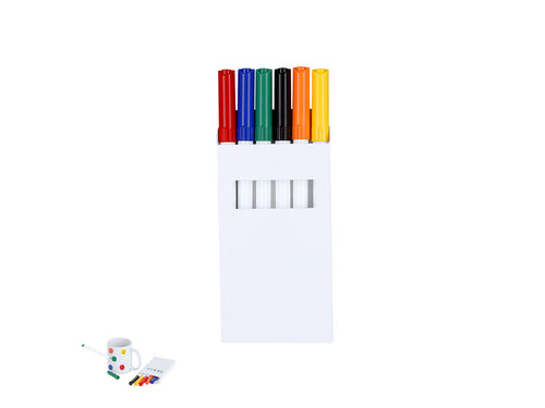 Set de 6 marqueurs de différentes couleurs, conçus pour créer des designs uniques directement sur de la céramique - Kuyam Personnalise