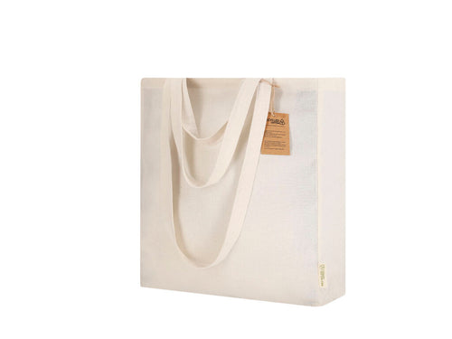 Borse A Soffietto Kamuy Personalizzato - Borsa con fondo realizzata principalmente in cotone riciclato di 140g/m2