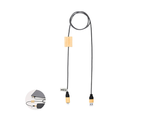 Câble de chargement de 60 W en combinaison de RPET et de bambou - Segers Personnalise