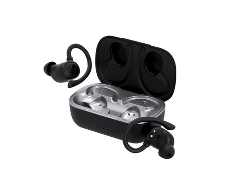 Écouteurs intra-auriculaires avec design ergonomique et maintien ferme qui s'adapte autour de l'oreille, avec connexion Bluetooth® 5 - Gumex Personnalise